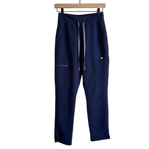 Figs High Waisted Yola Skinny Scrub Pants Bottoms Navy Blue W22SW2013 XS P